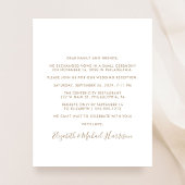 Chique gouden script foto bruiloft receptie uitnod
