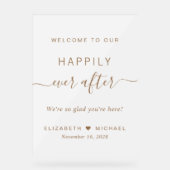 Chique gouden script Frosted bruiloft welkom Acryl Bord (Voorkant)