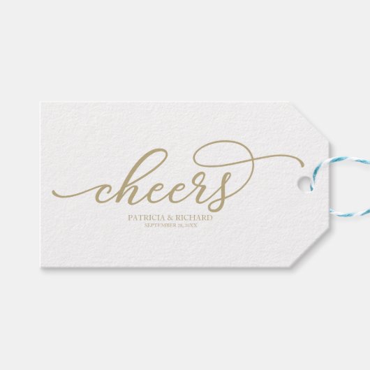Chique gouden script juicht wijnfles Labels Cadeaulabel (Voorkant (Horizontaal))