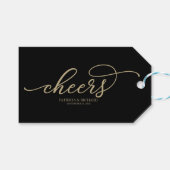 Chique gouden script juicht zwarte wijnfles Labels Cadeaulabel (Voorkant (Horizontaal))