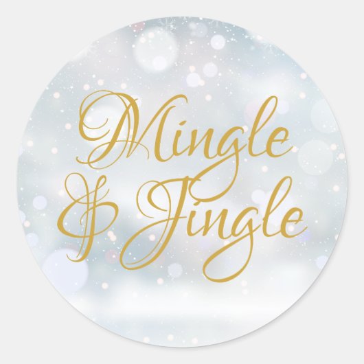 Chique gouden script Mingle Jingle Kerstvakantie Ronde Sticker (Voorkant)