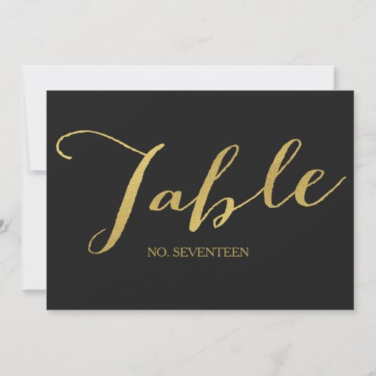 Chique gouden script tafelnummerkaarten kaart (Voorkant)