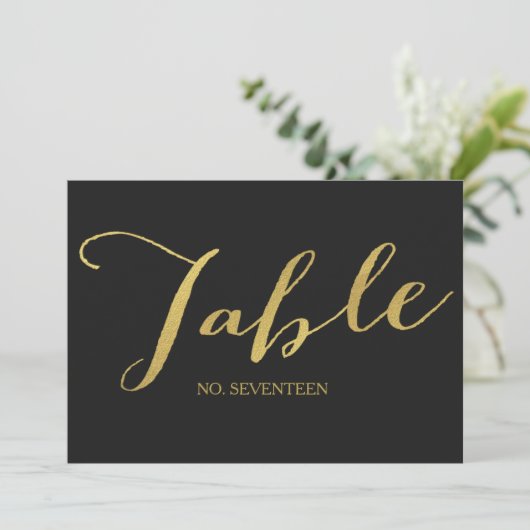 Chique gouden script tafelnummerkaarten kaart (Staand voorkant)