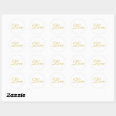 Chique gouden script wit liefde bruiloft kalligraf ronde sticker (Vel)