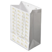 Chique Gouden Script Witte Liefde Calligrafie Brui Medium Cadeauzakje (Voorkant Gekanteld)