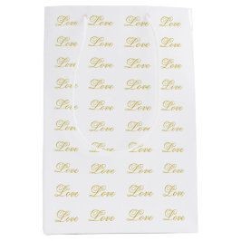 Chique Gouden Script Witte Liefde Calligrafie Brui Medium Cadeauzakje