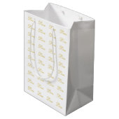 Chique Gouden Script Witte Liefde Calligrafie Brui Medium Cadeauzakje (Achterkant Gekanteld)