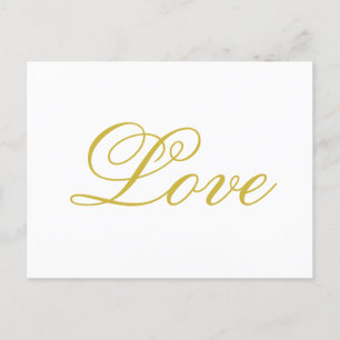 Chique Gouden Script Witte Liefde Calligrafie Huwe Briefkaart