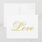 Chique Gouden Script Witte Liefde Calligrafie Huwe Briefkaart (Voorkant / Achterkant)