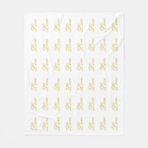 Chique Gouden Script Witte Liefde Calligrafie Huwe Fleece Deken