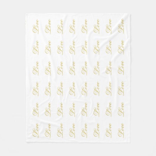 Chique Gouden Script Witte Liefde Calligrafie Huwe Fleece Deken (Voorkant)