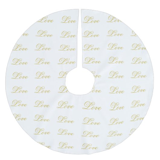 Chique Gouden Script Witte Liefde Calligrafie Huwe Kerstboom Rok (Voorkant)