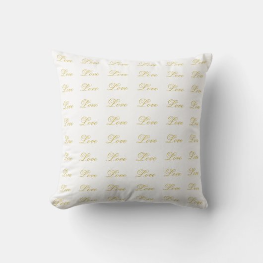 Chique Gouden Script Witte Liefde Calligrafie Huwe Kussen (Voorkant)
