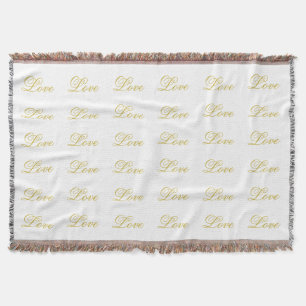 Chique gouden script witte liefde kalligrafie voor deken