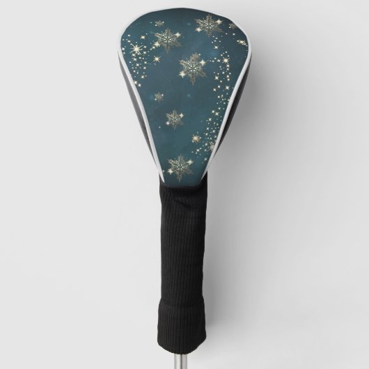 Chique Gouden Sneeuwvlokken Groen Golfheadcover (Voorkant)