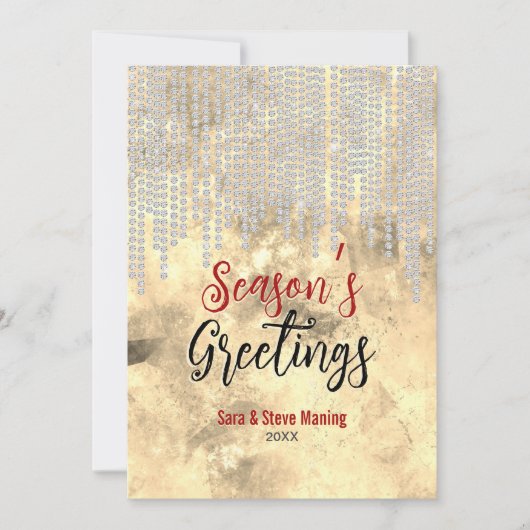 Chique gouden strass druipt Kerstmis nieuwjaar (Voorkant)