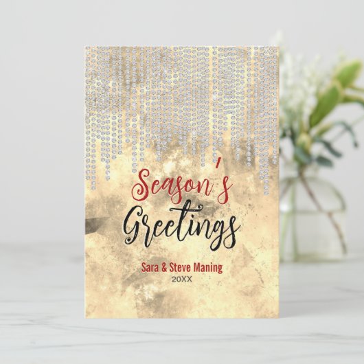 Chique gouden strass druipt Kerstmis nieuwjaar (Staand voorkant)