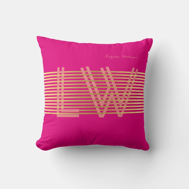 chique gouden strepen gepersonaliseerde monogram h kussen (Voorkant)