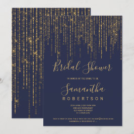 Chique gouden string lichten marineblauw vrijgezel kaart