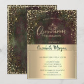 Chique gouden tiara, diamanten  quinceañera kaart (Voorkant / Achterkant)