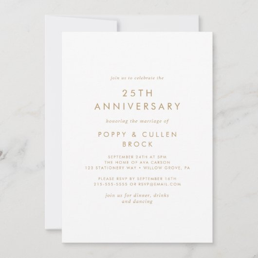 Chique Gouden Typografie 25ste Huwelijksverjaardag Kaart (Voorkant)