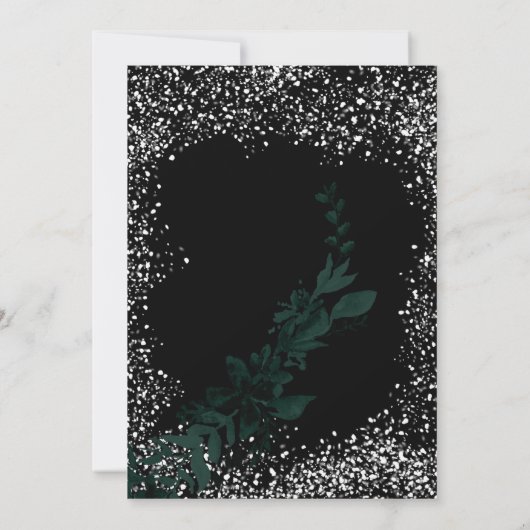 Chique gouden typografie blad sneeuw elegante kers kaart (Achterkant)