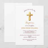 Chique gouden typografie minimalistisch kruis doop kaart (Voorkant / Achterkant)