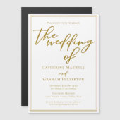 Chique gouden typografie minimalistische bruiloft magnetische uitnodiging (Voorkant / Achterkant)