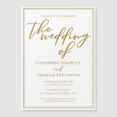 Chique gouden typografie minimalistische bruiloft magnetische uitnodiging (Voorkant)