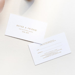 Chique gouden typografie Verwijs een vriend Aanbevelingskaartje