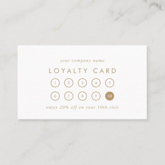 Chique gouden typografie zakelijke beloning 10 pun klantenkaartje (Voorkant)