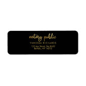 Chique gouden veer notaris naam Modern script Etiket (Voorkant)