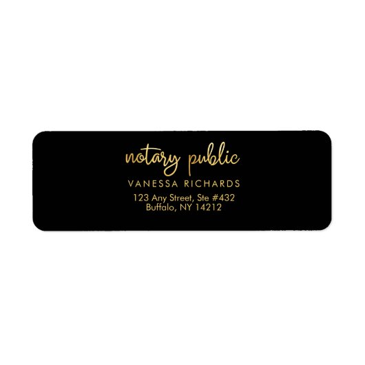 Chique gouden veer notaris naam Modern script Etiket (Voorkant)