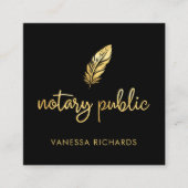 Chique gouden veer notaris naam modern script QR Vierkante Visitekaartje (Voorkant)