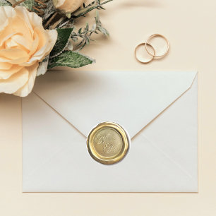 Chique gouden vintage initialen aangepaste huwelij ronde sticker