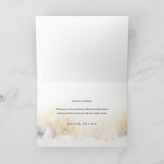 Chique gouden vreugdevol script met gebogen foto feestdagen kaart (Binnen)