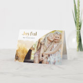 Chique gouden vreugdevol script met gebogen foto feestdagen kaart (Voorkant)
