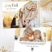 Chique gouden vreugdevol script met gebogen foto feestdagenkaart