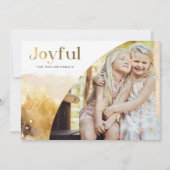 Chique gouden vreugdevol script met gebogen foto feestdagenkaart (Voorkant)