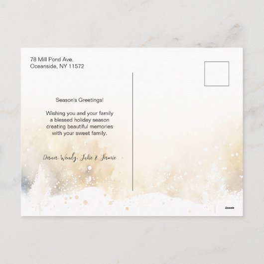 Chique gouden vreugdevol script met gebogen foto feestdagenkaart (Achterkant)