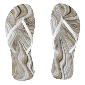 Chique Gouden Wervel Marmer Witte Slippers Teenslippers
