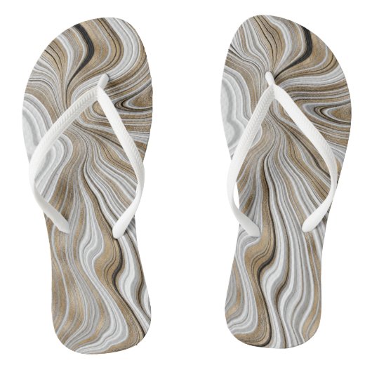 Chique Gouden Wervel Marmer Witte Slippers Teenslippers (Voetbed)