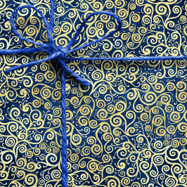 Chique gouden wervelingen Patroon Luxe Navy Blue Tissuepapier
