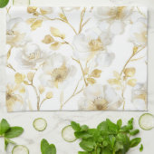 Chique gouden witte bloemen bruids douche theedoek (Gevouwen)