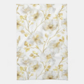 Chique Gouden Witte Bloemen Bruidsdouche Theedoek (Verticaal)