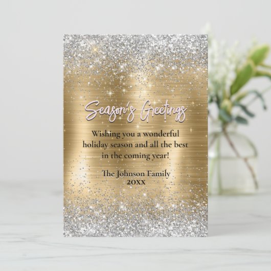 chique gouden zilveren glitter nieuwjaar kerst (Staand voorkant)