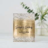chique gouden zilveren glitter nieuwjaar kerst briefkaart (Staand voorkant)