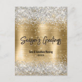chique gouden zilveren glitter nieuwjaar kerst briefkaart (Voorkant)