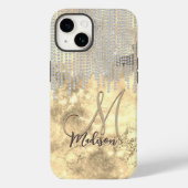Chique gouden zilveren rijnsteen druppels monogram Case-Mate iPhone case (Achterkant)