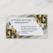 Chique Gouden Zwart Orchidee Bloemen Goud Grijze S Visitekaartje (Voorkant)